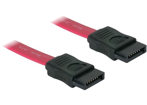 Delock - SATA-kabel - Serial ATA 150/300 - SATA (hona) till SATA (hona) - 70 cm - rak kontakt - röd