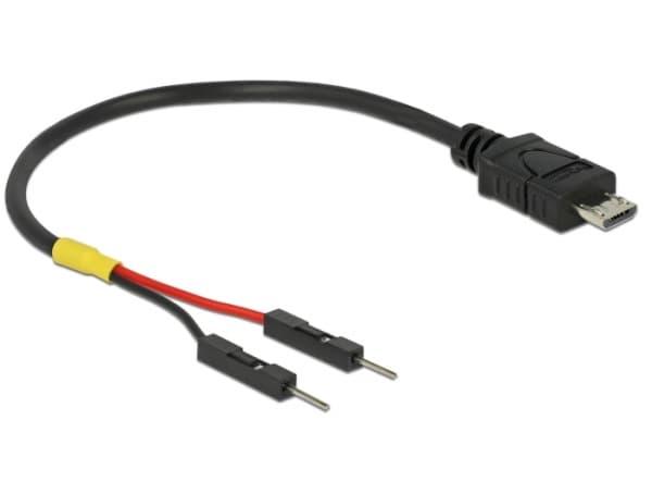 Delock - USB/strøm-kabel - Micro-USB type B (hann) til 2-pins USB-header (hann) separat - 10 cm - svart