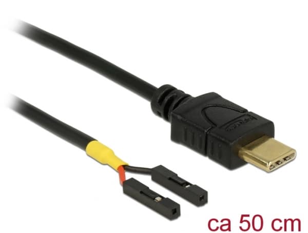 Delock - USB-kabel - 24 pin USB-C (hann) til 2-pins USB-header (hunn) separat - 50 cm - svart