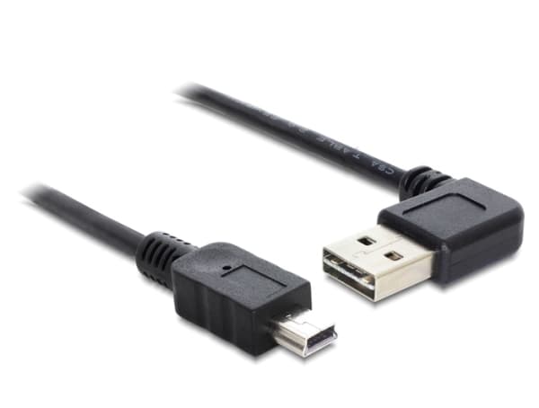 Delock Easy - USB-kaapeli - USB (uros) vasen/oikea kulma, käännettävissä mini-USB tyyppi B:ksi (uros) - USB 2.0 - 50 cm - musta - musta