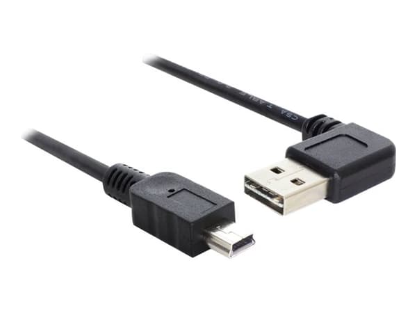 Delock Easy - USB-kaapeli - USB (uros) vasen/oikea kulma, käännettävissä mini-USB tyyppi B:ksi (uros) - USB 2.0 - 50 cm - musta - musta
