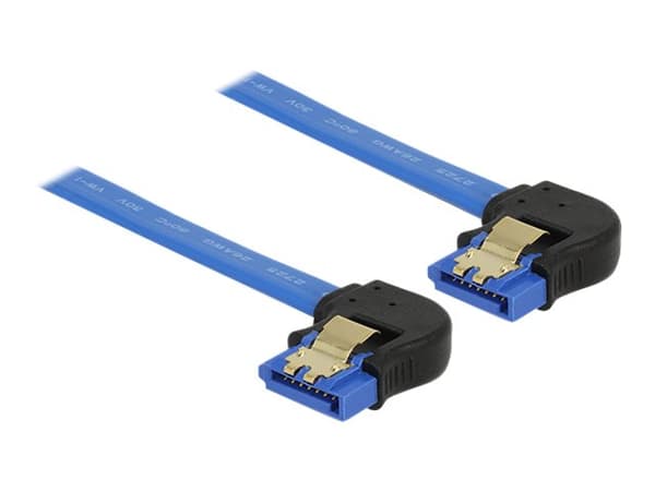 DeLOCK - SATA-kaapeli - Serial ATA 150/300/600 - SATA (R) nedvinklet til SATA (R) nedvinklet - 20 cm - haspet - blå