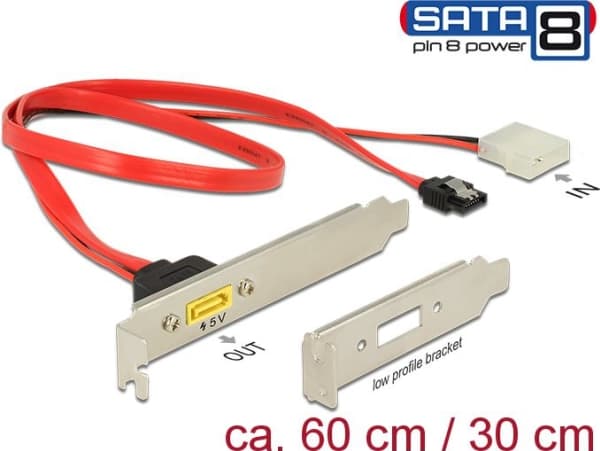 Delock - SATA-kabel - Serial ATA 150/300/600 - 8-pins ATA (P) til SATA, 2 pin Molex låst - 60 cm
