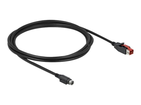 Delock - Strømforsynt USB-kabel - USB PlusPower (24 V) (hann) til Power mini-DIN (hann) - 24 V - 3 m - svart