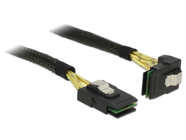 Delock - SAS intern kabel - SAS 6Gbit/s - Mini SAS (SFF-8087) (hann) rett til Mini SAS (SFF-8087) (hann) vinklet - 50 cm