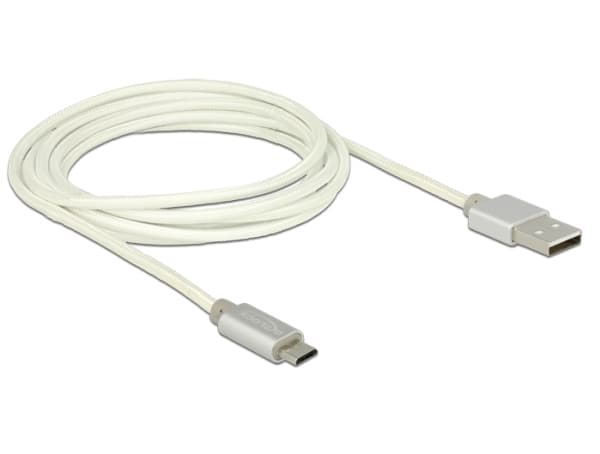 Delock - USB-kabel - mikro-USB typ B (hane) till USB (hane) - USB 2.0 - 2 m - vit