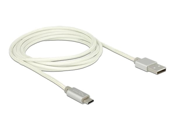 Delock - USB-kabel - mikro-USB typ B (hane) till USB (hane) - USB 2.0 - 2 m - vit
