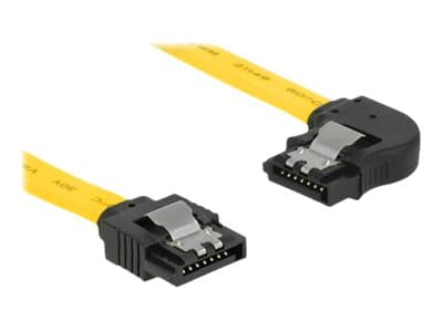Delock - SATA-kabel - Serial ATA 150/300/600 - SATA (hane) till SATA (hane) - 10 cm - sprintlåsning, vänstervinklad kontakt - gul