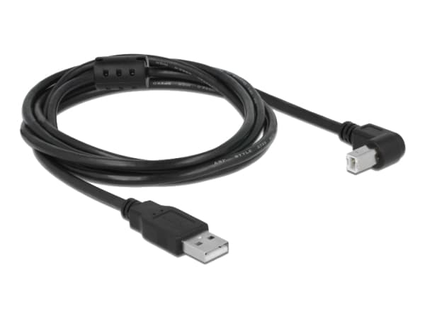 Delock - USB-kabel - USB-type B (hann) til USB (hann) - USB 2.0 - 2 m - 90°-kontakt - svart