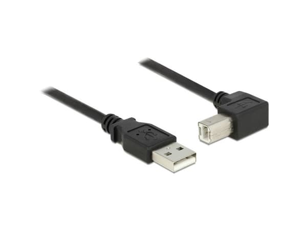 Delock - USB-kabel - USB-type B (hann) til USB (hann) - USB 2.0 - 2 m - 90°-kontakt - svart
