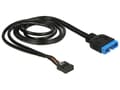 Miniatyrbild 3 av 3: Delock - USB-internkabel - 19-stifts USB 3.0-kontakt (hane) till 9-stifts USB-överdel (hona) - 60 cm - svart