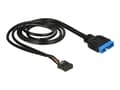 Miniatyrbild 1 av 3: Delock - USB-internkabel - 19-stifts USB 3.0-kontakt (hane) till 9-stifts USB-överdel (hona) - 60 cm - svart
