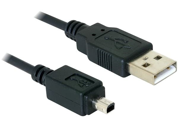 DeLOCK Camera cable USB-B mini 4pin > USB-A 1,5m male-male, 1,5 m, Mini-USB B, USB A, Uros/uros, Musta