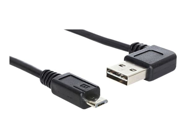 Delock EASY-USB - USB-kabel - mikro-USB typ B (hane) till USB (hane) - 3 m - 90° kontakt - svart