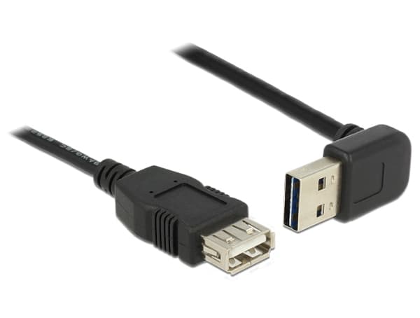 Delock EASY-USB - USB-forlengelseskabel - USB (hunn) til USB (hann) - USB 2.0 - 2 m - 90°-kontakt - svart