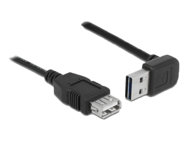 Delock EASY-USB - USB-forlengelseskabel - USB (hunn) til USB (hann) - USB 2.0 - 2 m - 90°-kontakt - svart