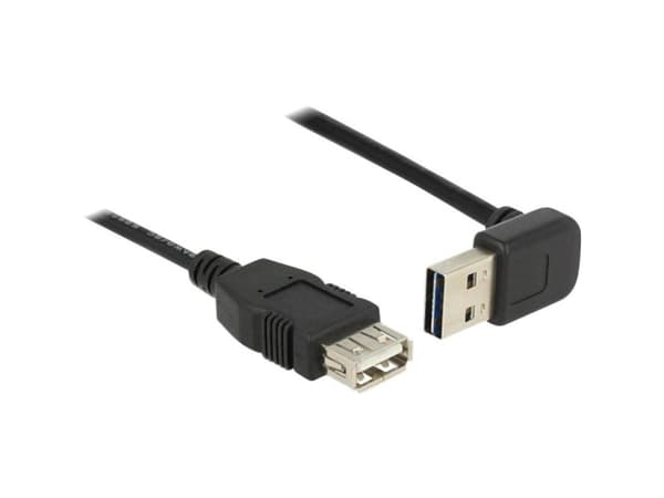 Delock EASY-USB - USB-forlengelseskabel - USB (hunn) til USB (hann) - USB 2.0 - 2 m - 90°-kontakt - svart