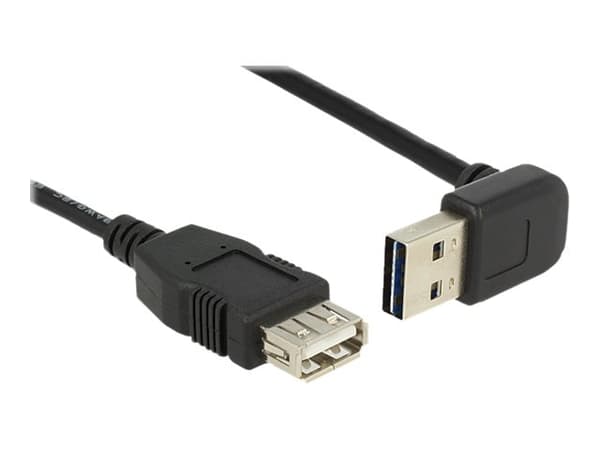 Delock EASY-USB - USB-forlengelseskabel - USB (hunn) til USB (hann) - USB 2.0 - 2 m - 90°-kontakt - svart
