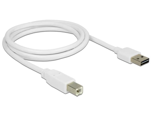 Delock Easy - USB-kabel - USB (hane) vändbar till USB typ B (hane) - USB 2.0 - 1 m - vit
