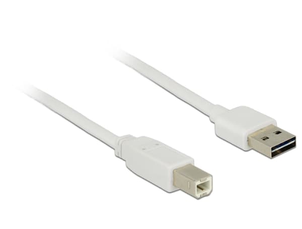 Delock Easy - USB-kabel - USB (hane) vändbar till USB typ B (hane) - USB 2.0 - 1 m - vit