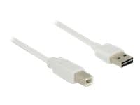 Delock Easy - USB-kabel - USB (hane) vändbar till USB typ B (hane) - USB 2.0 - 1 m - vit