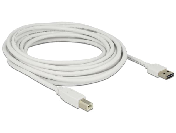 Delock Easy - USB-kabel - USB (hann) reversibel til USB-type B (hann) - USB 2.0 - 5 m - hvit