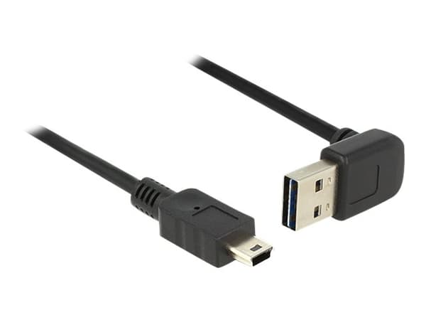 Delock Easy - USB-kabel - USB (hane) uppåt/nedåt, vändbar till mini-USB typ B (hane) - USB 2.0 - 5 m - svart