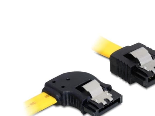 Delock Cable SATA - SATA-kabel - Serial ATA 150/300/600 - SATA (hona) till SATA (hona) - 50 cm - sprintlåsning, vänstervinklad kontakt, rak kontakt -