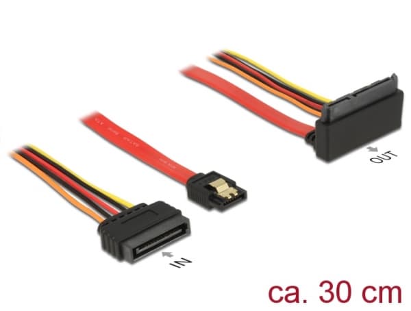 Delock - SATA-kabel - Serial ATA 150/300/600 - SATA, SATA-strøm til SATA-kombo (R) oppvinklet - 30 cm