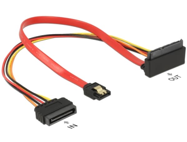 Delock - SATA-kabel - Serial ATA 150/300/600 - SATA, SATA-strøm til SATA-kombo (R) oppvinklet - 30 cm