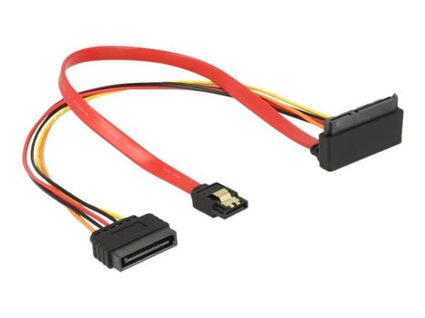Delock - SATA-kabel - Serial ATA 150/300/600 - SATA, SATA-strøm til SATA-kombo (R) oppvinklet - 30 cm
