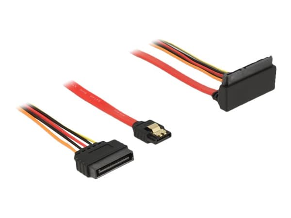 Delock - SATA-kabel - Serial ATA 150/300/600 - SATA, SATA-strøm til SATA-kombo (R) oppvinklet - 30 cm