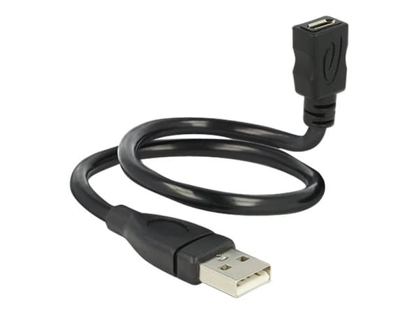 Delock ShapeCable - USB-förlängningskabel - mikro-USB typ B (hona) till USB (hane) - USB 2.0 - 35 cm - svart