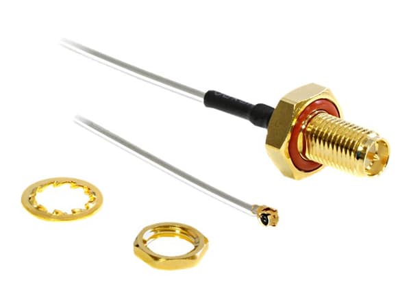 Delock HF Antenna Connection for Installation - Antenneadapter - RP-SMA (hunn) til I-PEX (hann) - 10 cm - grå