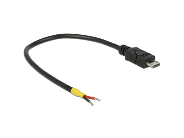 Delock - Strømkabel - uisolert tråd til Micro-USB type B (hann) - 5 V - 15 cm - svart