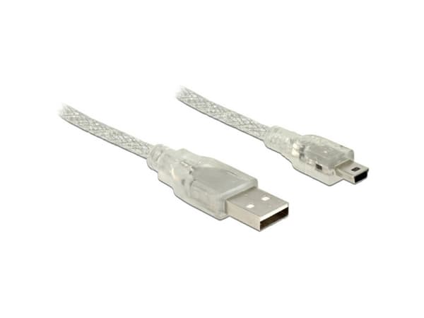 DeLOCK 83907, 2 m, USB A, Mini-USB B, USB 2.0, Uros/uros, Läpinäkyvä