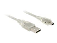 Delock - USB-kabel - mini-USB typ B (hane) till USB (hane) - USB 2.0 - 3 m - transparent