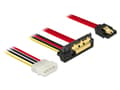 Miniatyrbild 2 av 2: Delock - SATA-kabel - Serial ATA 150/300/600 - 4 pin intern effekt, SATA rak till SATA-kombination (R) vinklad nedåt - 30 cm