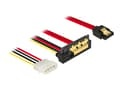 Miniatyrbild 1 av 2: Delock - SATA-kabel - Serial ATA 150/300/600 - 4 pin intern effekt, SATA rak till SATA-kombination (R) vinklad nedåt - 30 cm