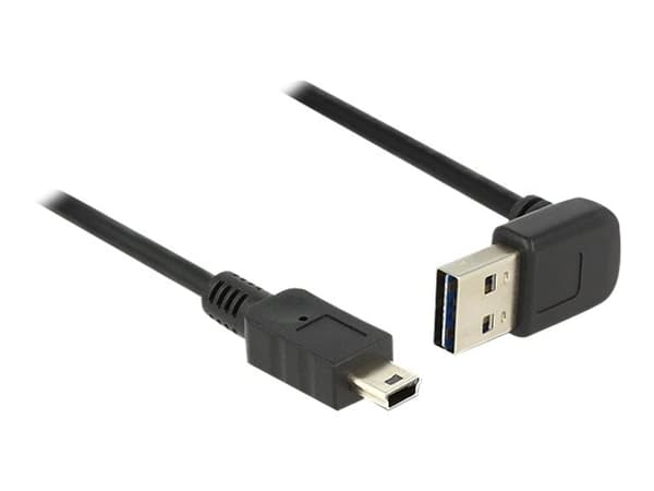 Delock Easy - USB-kabel - USB (hann) opp/ned-vinklet, vendbar til mini-USB type B (hann) - USB 2.0 - 50 cm - svart