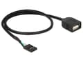Miniatyrbild 3 av 3: Delock - USB-internkabel - 4 stifts USB 2.0-rubrik (hona) till USB (hona) - 40 cm - svart