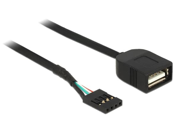 Delock - USB-internkabel - 4 stifts USB 2.0-rubrik (hona) till USB (hona) - 40 cm - svart