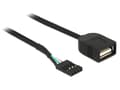 Miniatyrbild 2 av 3: Delock - USB-internkabel - 4 stifts USB 2.0-rubrik (hona) till USB (hona) - 40 cm - svart