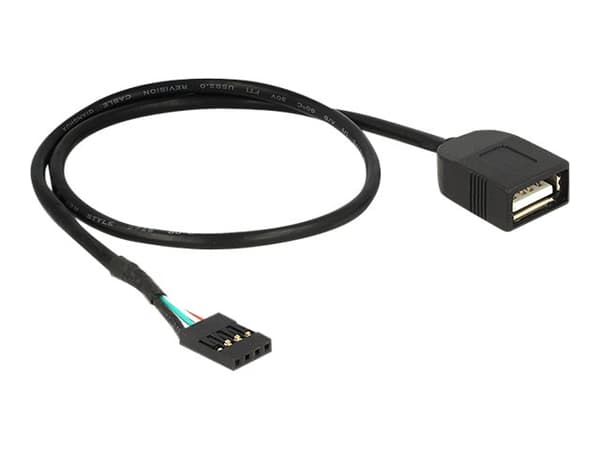 Delock - USB-internkabel - 4 stifts USB 2.0-rubrik (hona) till USB (hona) - 40 cm - svart