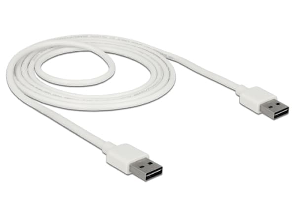 Delock Easy - USB-kabel - USB (hane) vändbar till USB (hane) vändbar - USB 2.0 - 2 m - vit