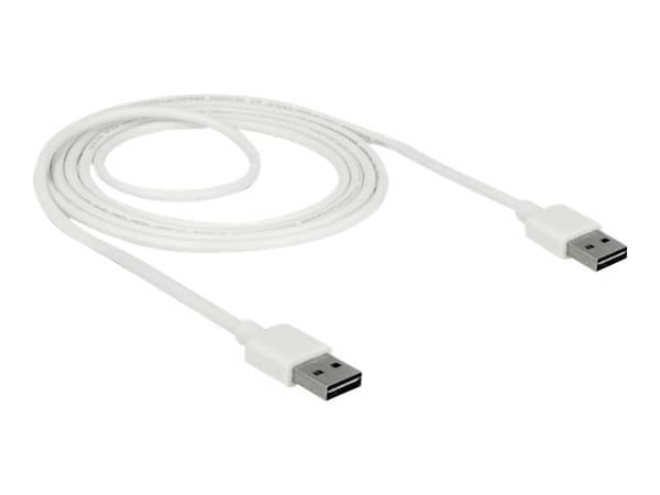 Delock Easy - USB-kabel - USB (hane) vändbar till USB (hane) vändbar - USB 2.0 - 2 m - vit