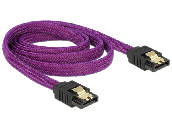 Delock Premium - SATA-kabel - Serial ATA 150/300/600 - SATA (hann) til SATA (hann) - 1 m - låst - purpur