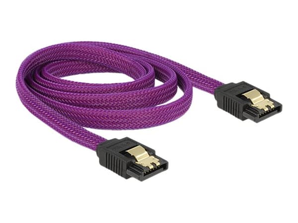 Delock Premium - SATA-kabel - Serial ATA 150/300/600 - SATA (hann) til SATA (hann) - 1 m - låst - purpur