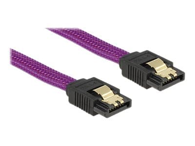 Delock Premium - SATA-kabel - Serial ATA 150/300/600 - SATA (hann) til SATA (hann) - 1 m - låst - purpur