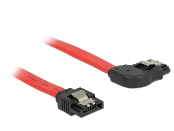 Delock - SATA-kabel - Serial ATA 150/300/600 - SATA (hona) till SATA (hona) - 70 cm - sprintlåsning, högervinklad kontakt - röd